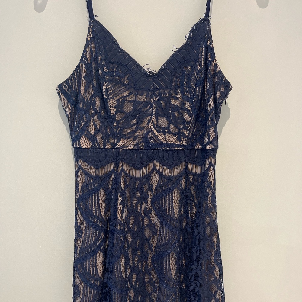 AQUA Navy Blue Lace Dress